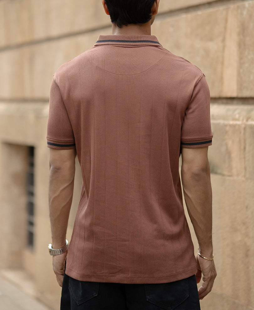 Dark Tan Zipper T-Shirt