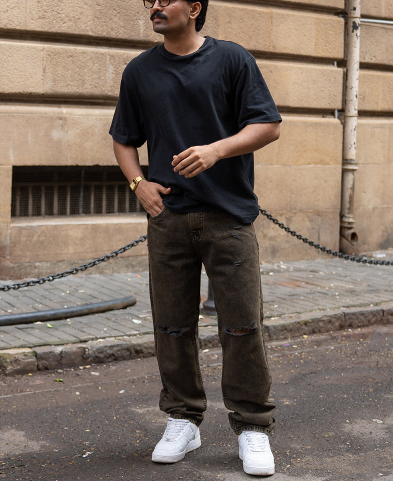 Tinted Black Distress Jeans
