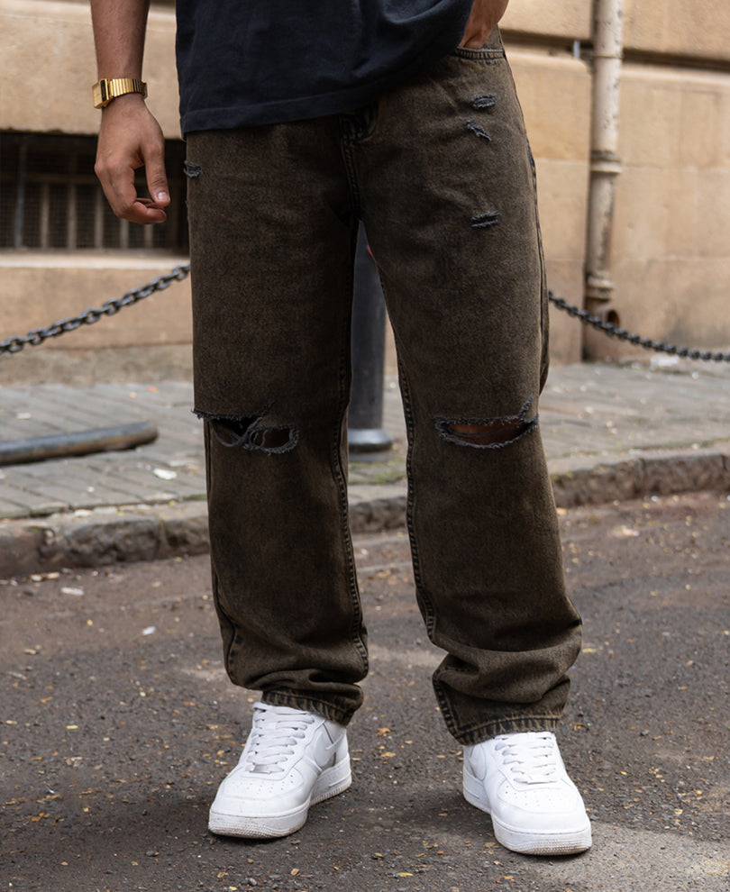 Tinted Black Distress Jeans