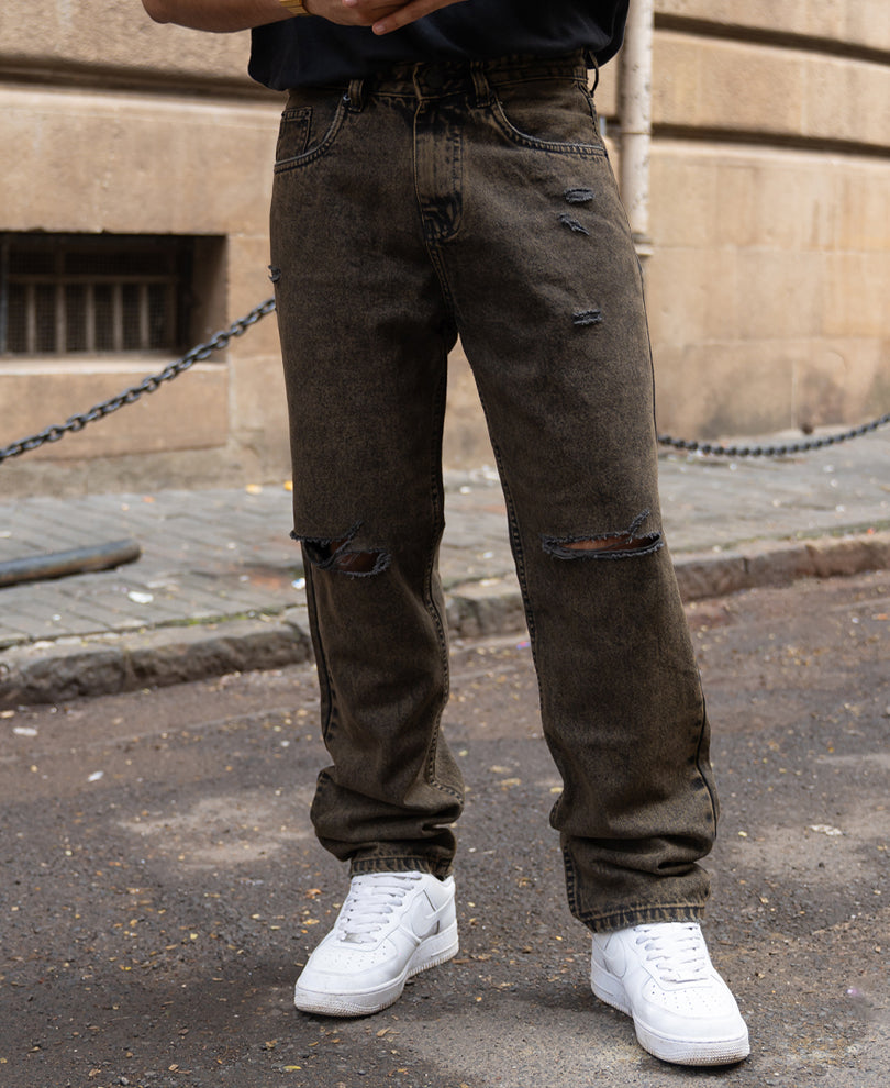 Tinted Black Distress Jeans