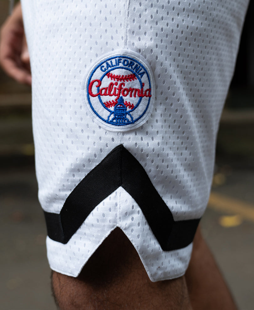 White Embroidered Mesh Basketball Shorts