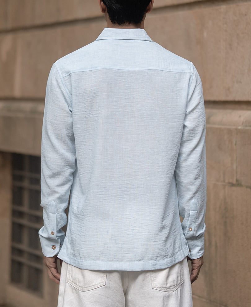 Light Blue Slub Kurta Shirt