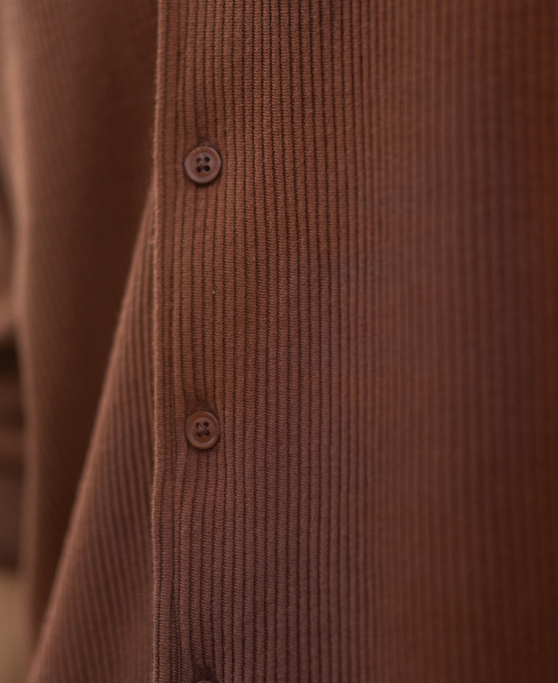Brown Embroidered Knit Shirt