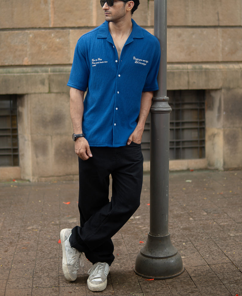 Royal Blue Embroidered Shirt