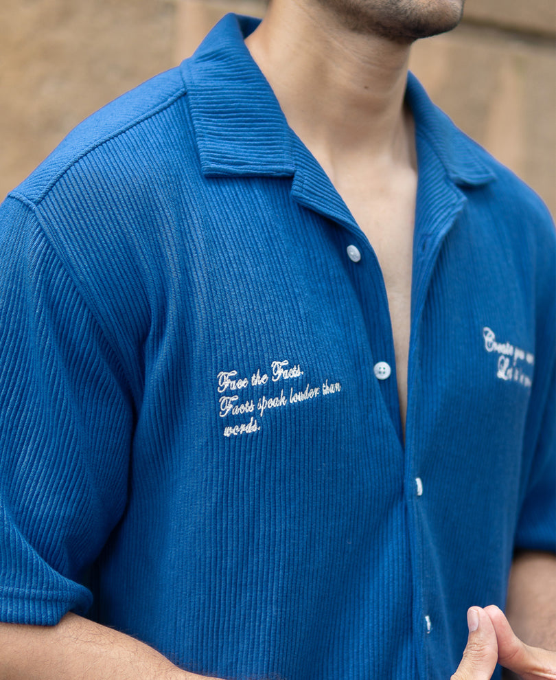 Royal Blue Embroidered Shirt