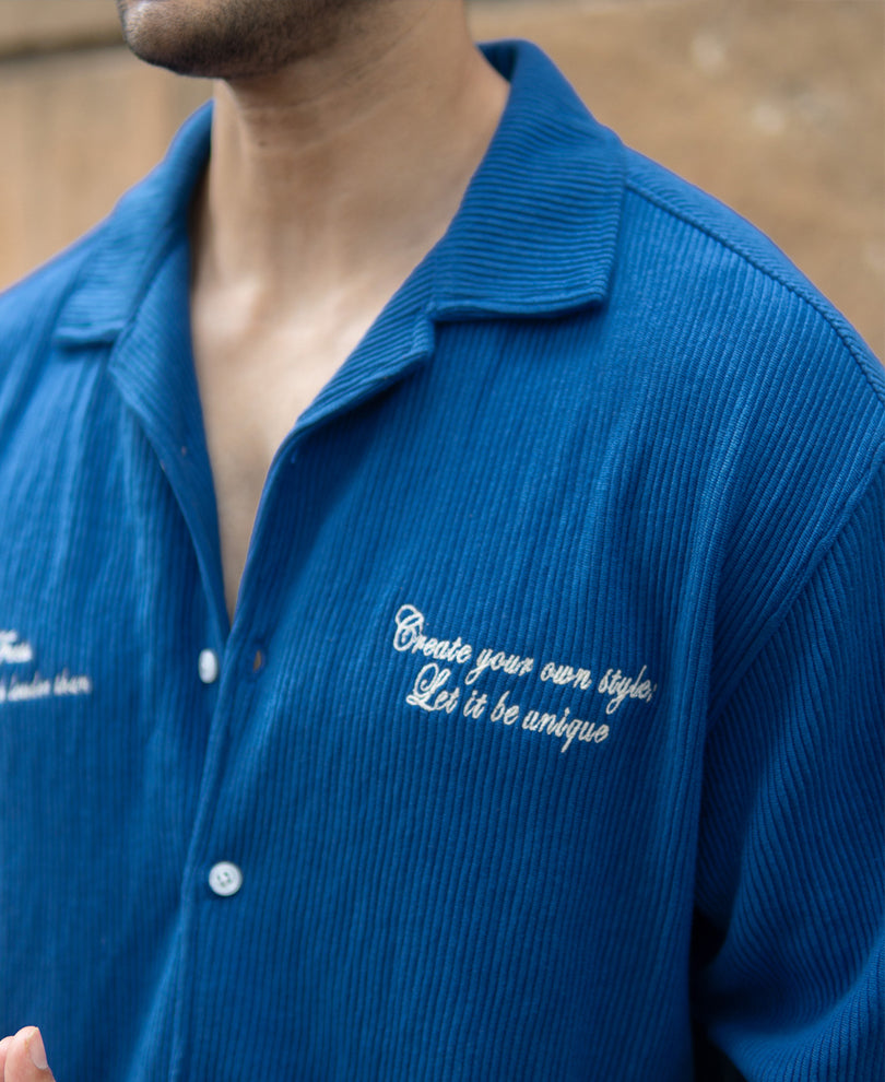 Royal Blue Embroidered Shirt