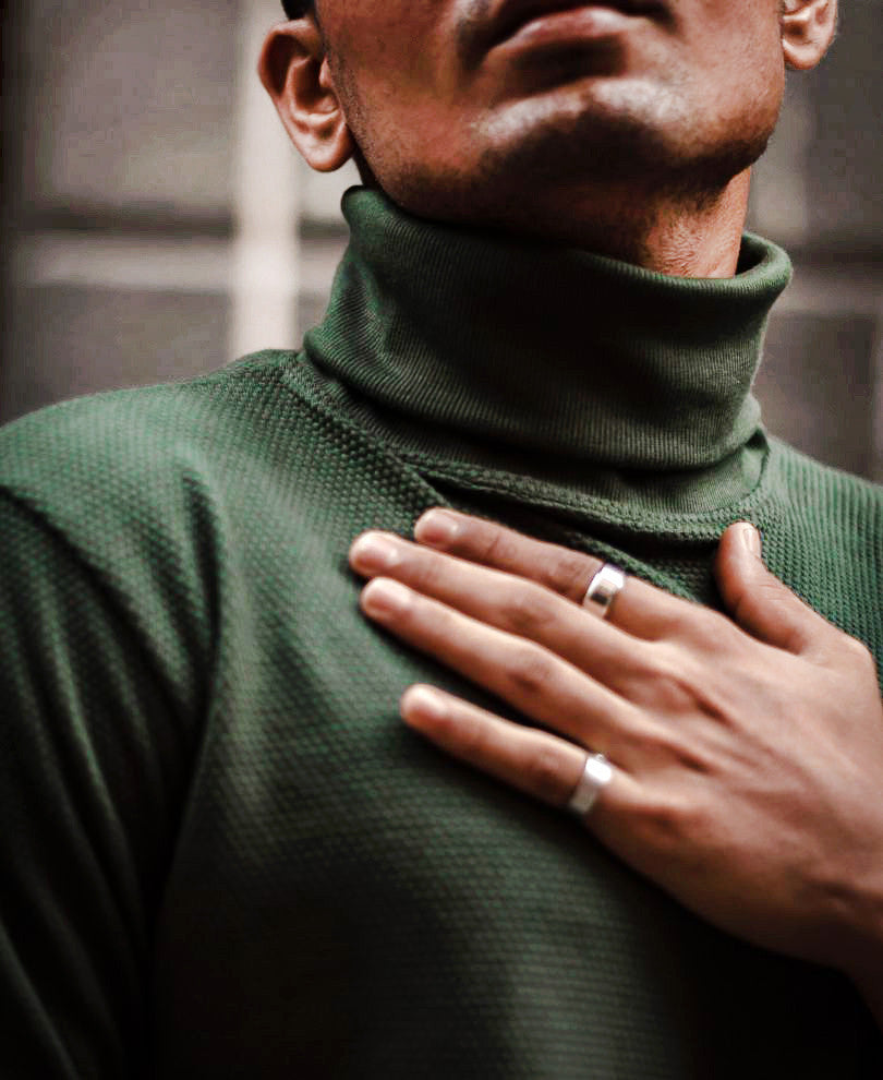 Olive Green Polo Neck Full Sleeves T Shirt