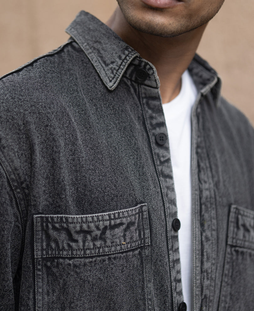 Charcoal Washed Denim Overshirt