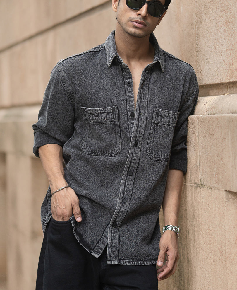 Charcoal Washed Denim Overshirt