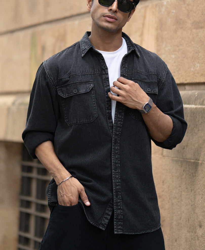 Charcoal Washed Denim Shirt