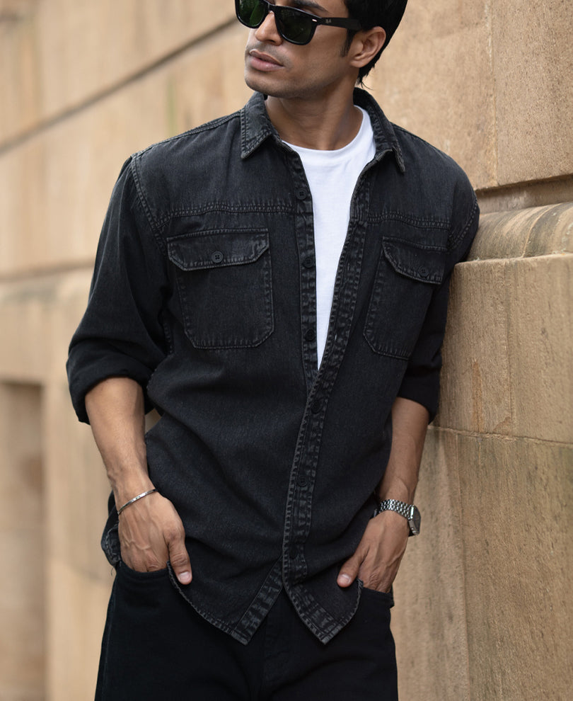Charcoal Washed Denim Shirt