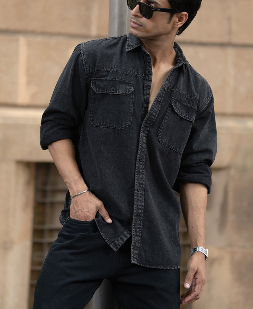 Charcoal Washed Denim Shirt