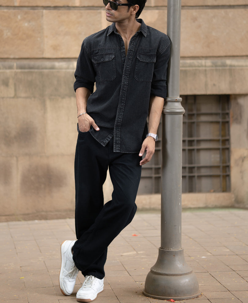 Charcoal Washed Denim Shirt