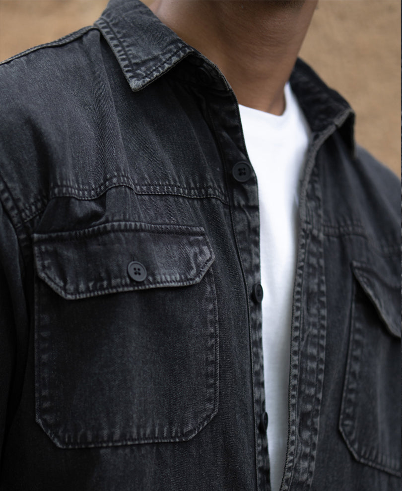 Charcoal Washed Denim Shirt