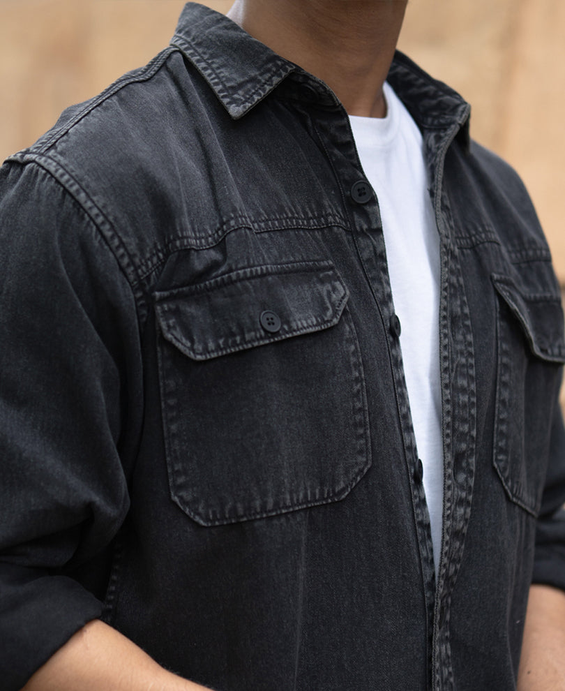 Charcoal Washed Denim Shirt