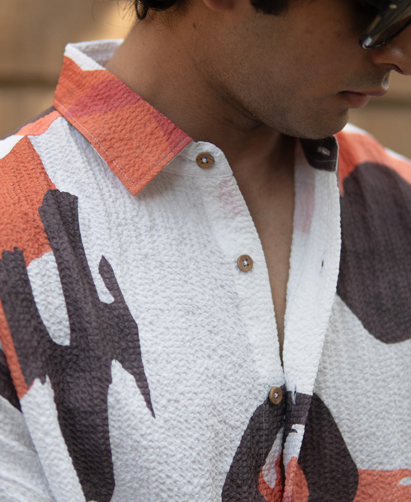 Multicolour Structured Print Shirt