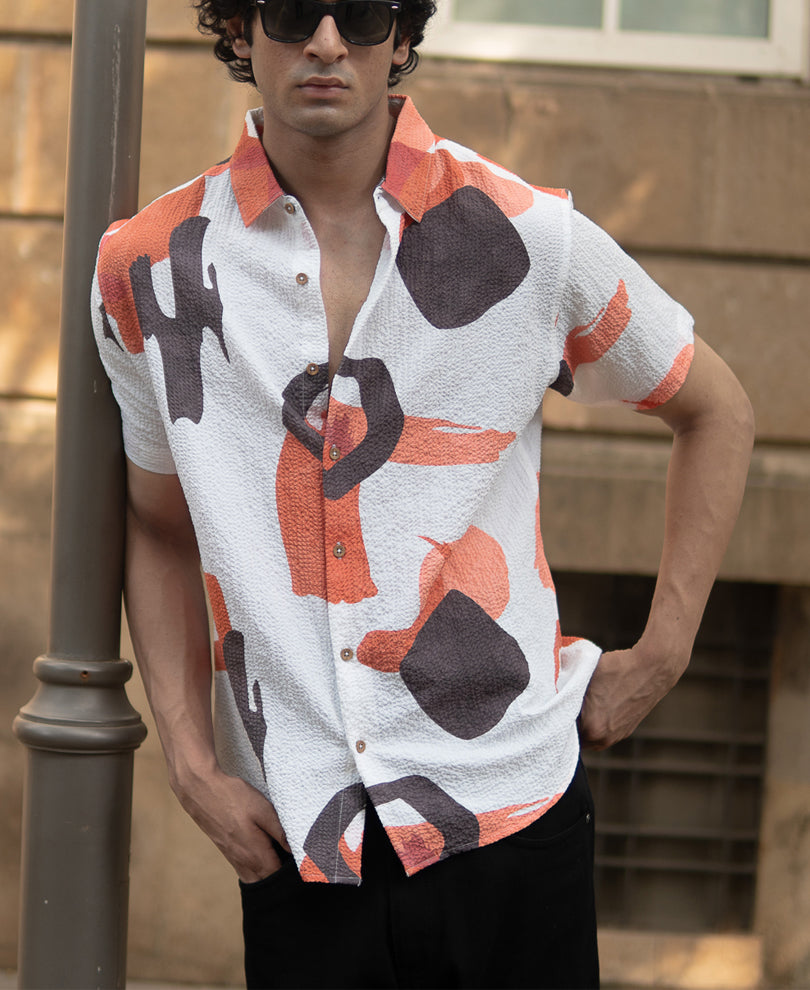 Multicolour Structured Print Shirt