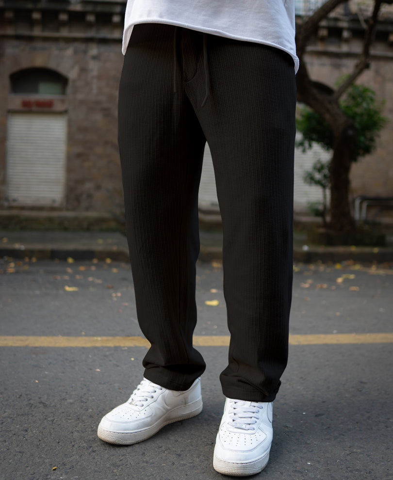 Black Structured Regular Fit Trackpant
