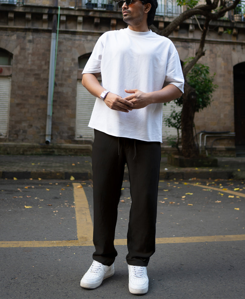 Black Structured Regular Fit Trackpant