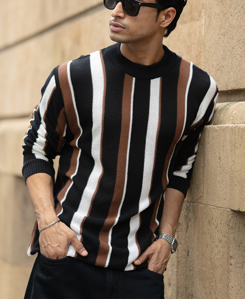 Multicolour Striped Knit T-Shirt