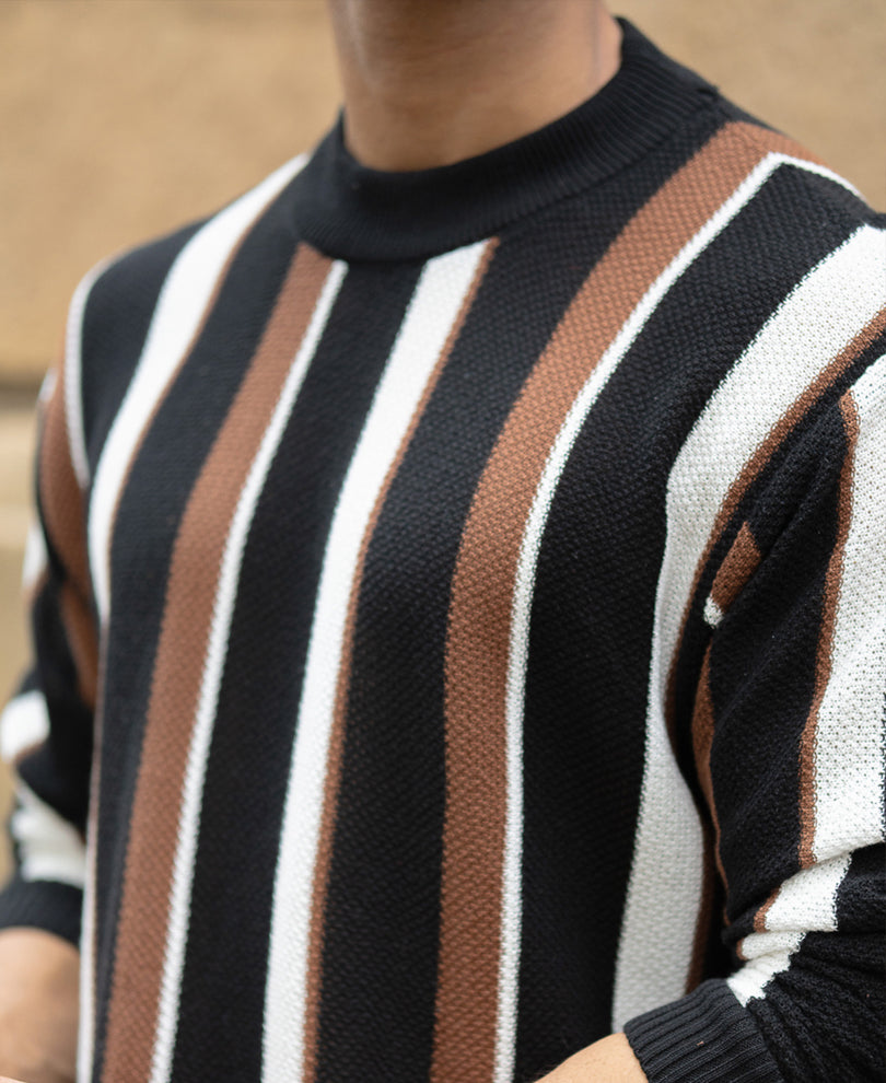 Multicolour Striped Knit T-Shirt