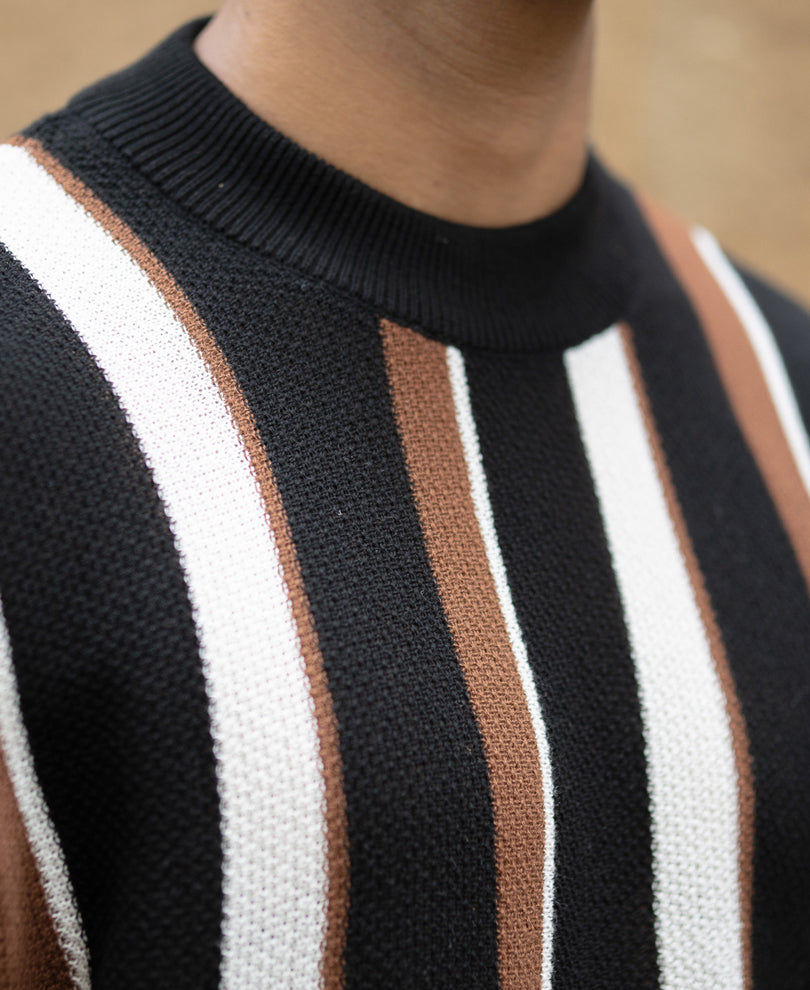 Multicolour Striped Knit T-Shirt