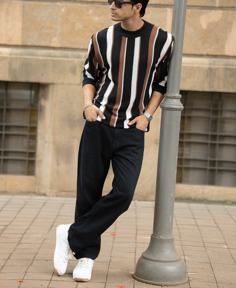Multicolour Striped Knit T-Shirt