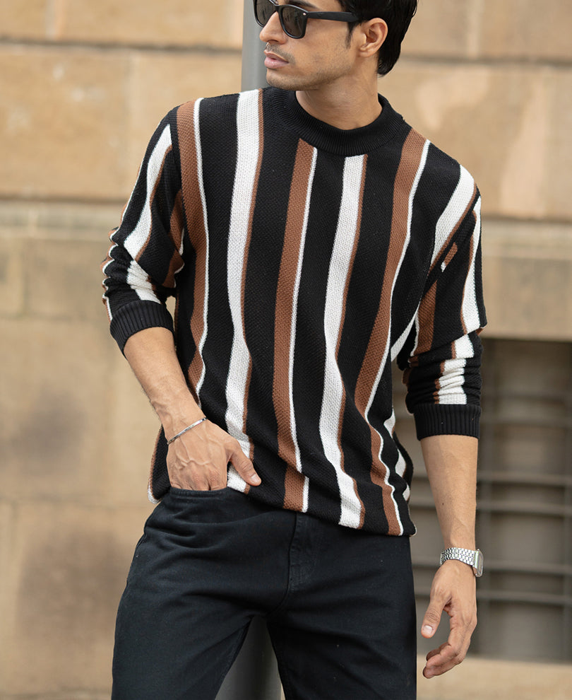 Multicolour Striped Knit T-Shirt