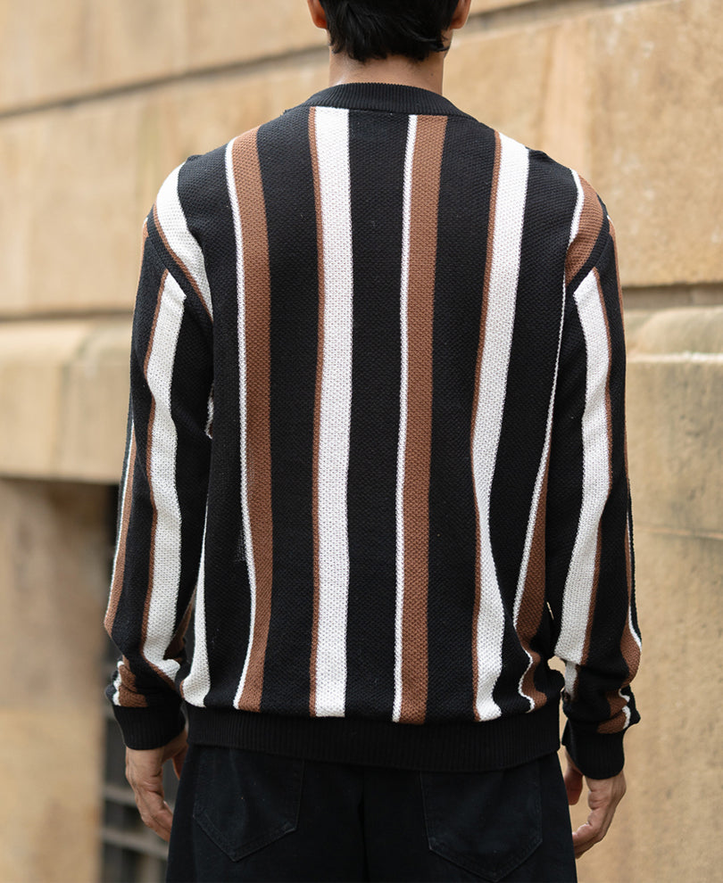 Multicolour Striped Knit T-Shirt