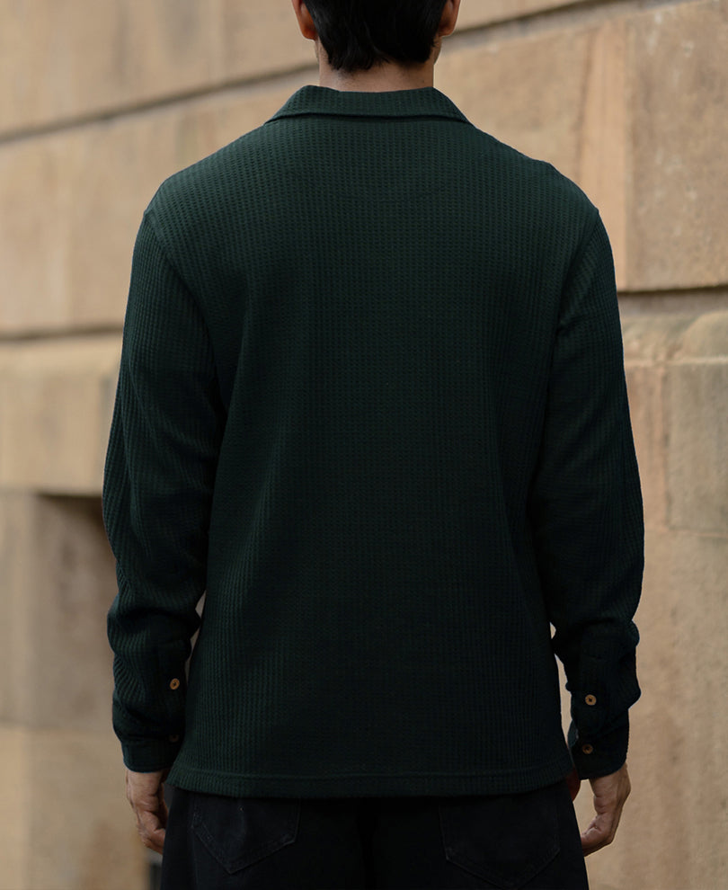 Pine Structured Knit Polo Shirt