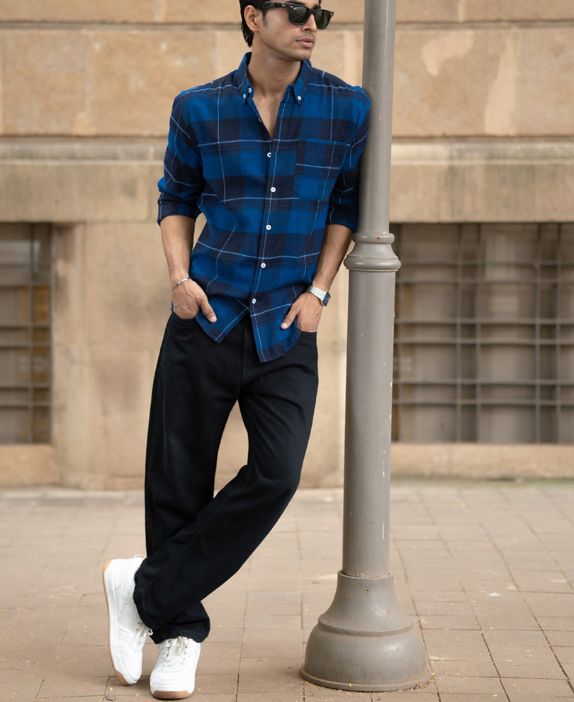 Blue Checked Button Down Shirt