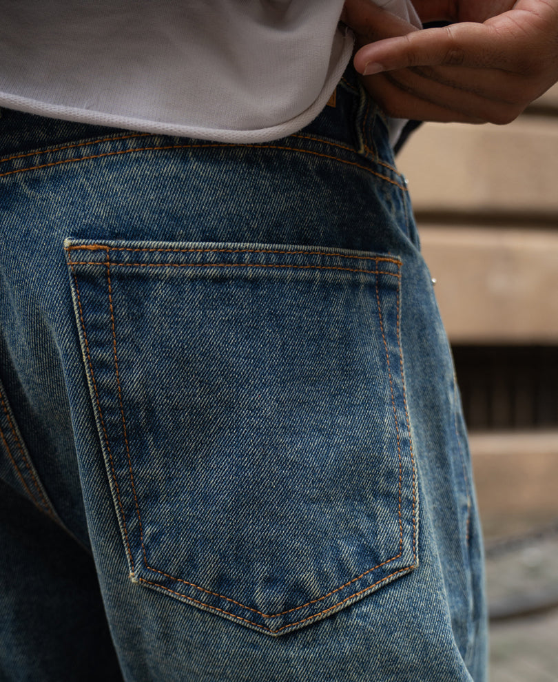 Dark Blue Distressed Baggy Jeans