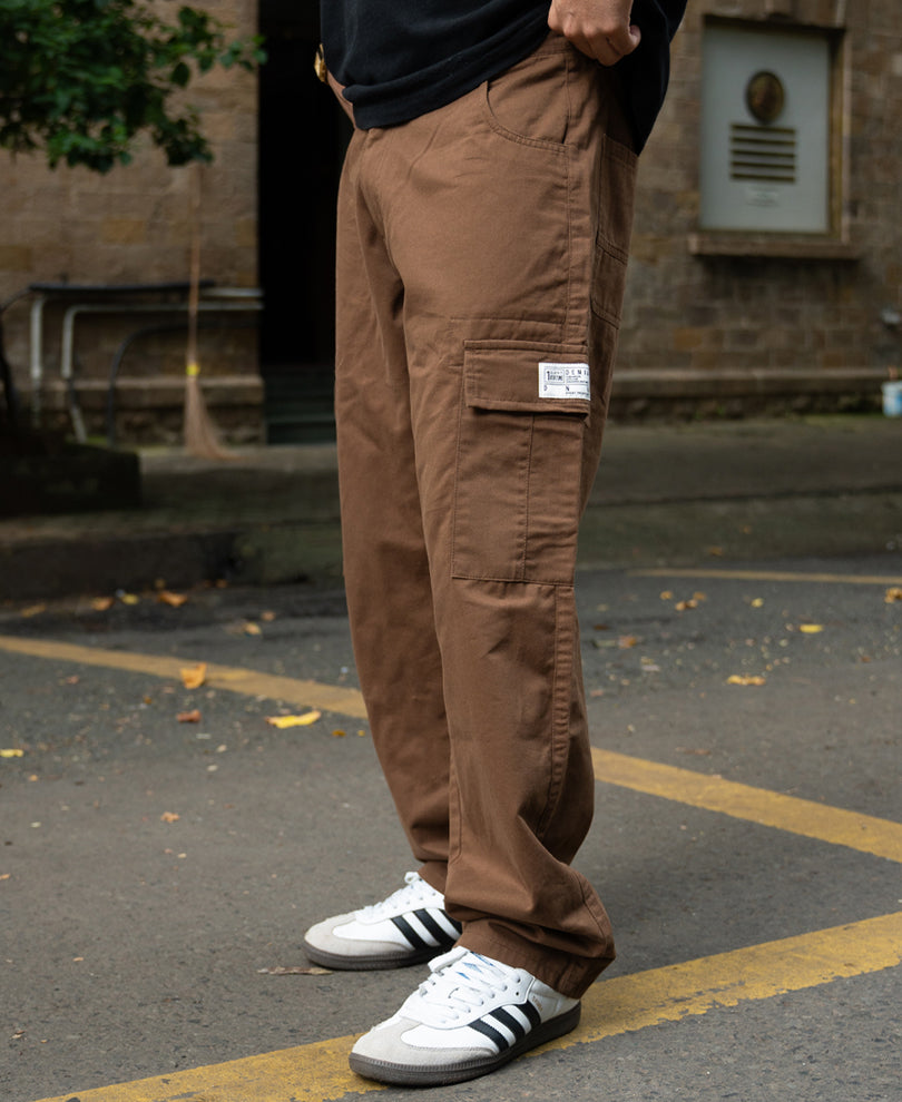 Dark Tan Cotton Baggy Cargo Pant