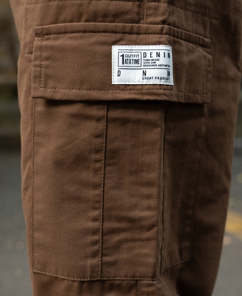Dark Tan Cotton Baggy Cargo Pant