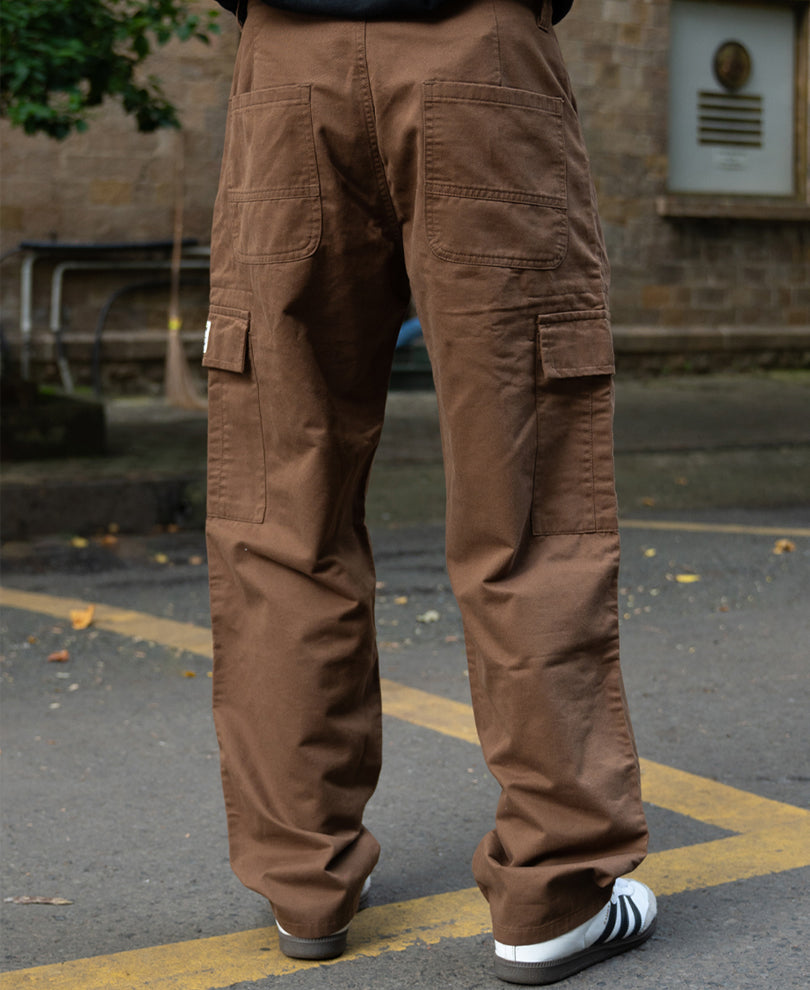Dark Tan Cotton Baggy Cargo Pant