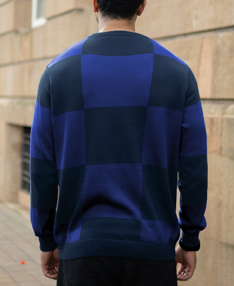 Blue Jacquard Knit T-Shirt