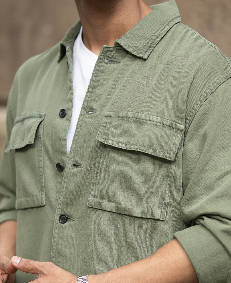 Olive Denim Overshirt