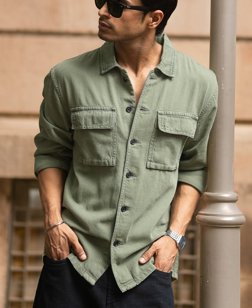 Olive Denim Overshirt