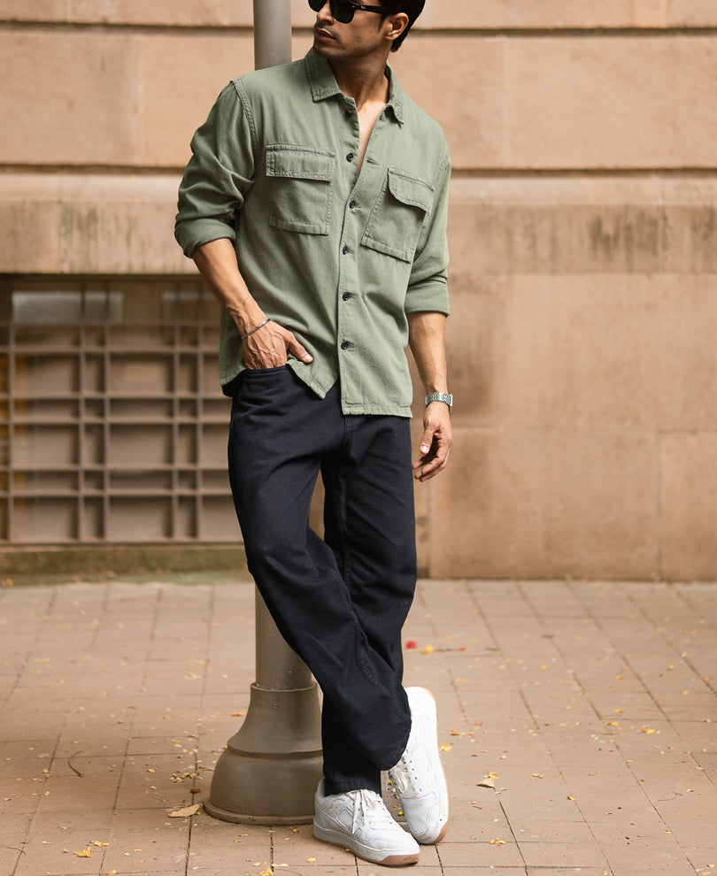 Olive Denim Overshirt