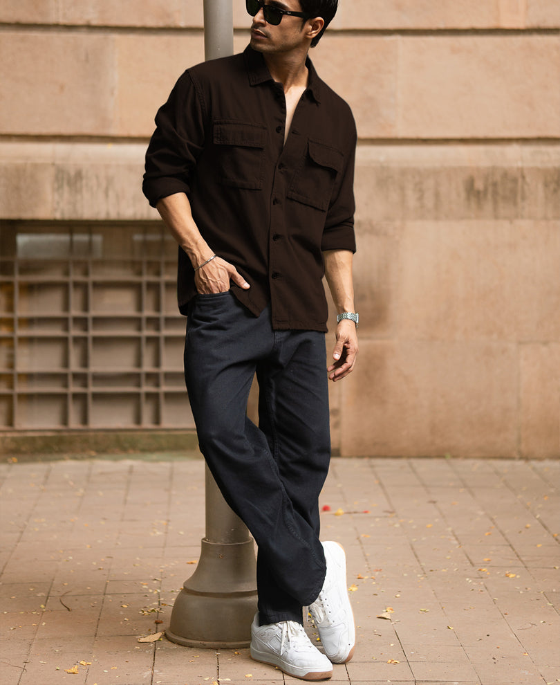 Dark Brown Denim Overshirt