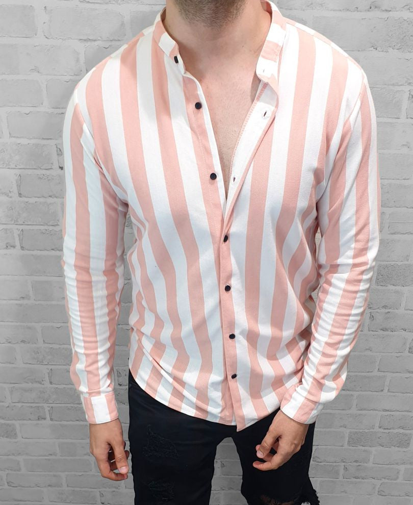 Urban pink and white stripes Full Sleeves Shirt
