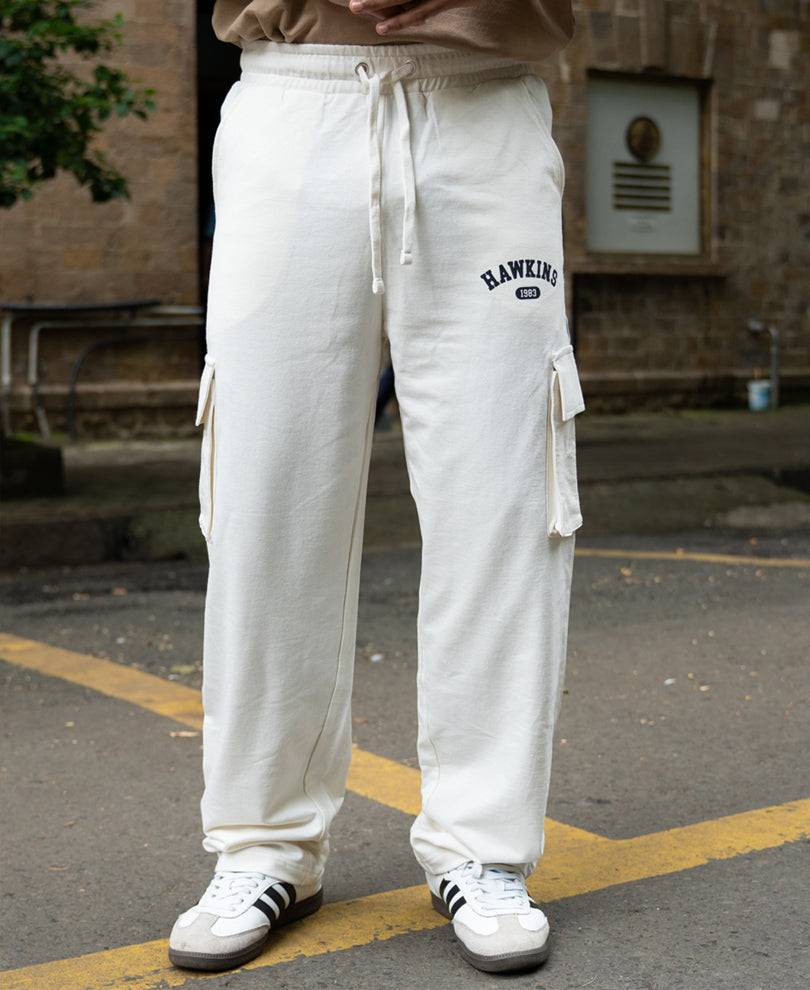 Cream Knit Cargo Trackpant