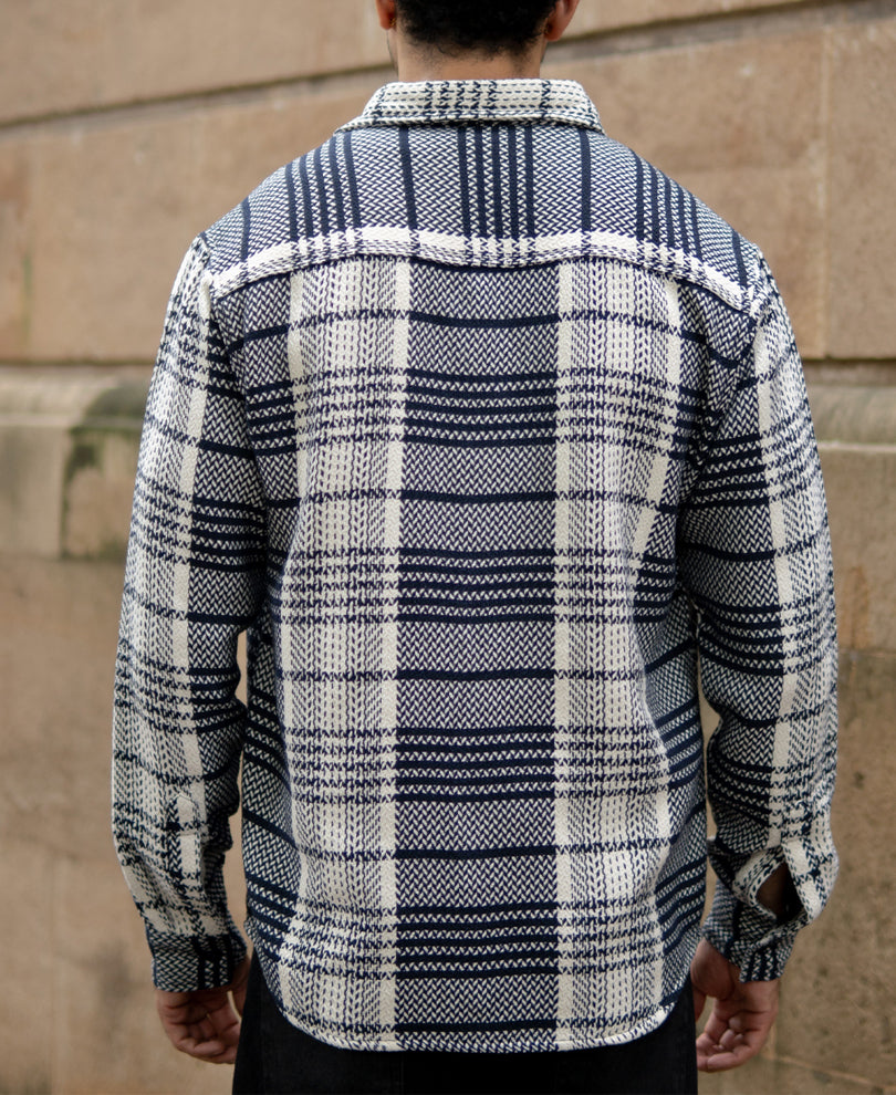 White And Navy Structured Checks Shirt