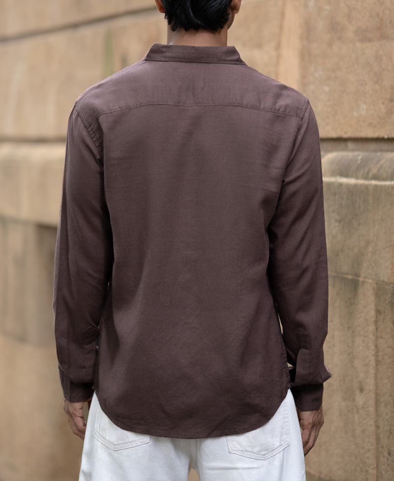 Brown Linen Blend Shirt