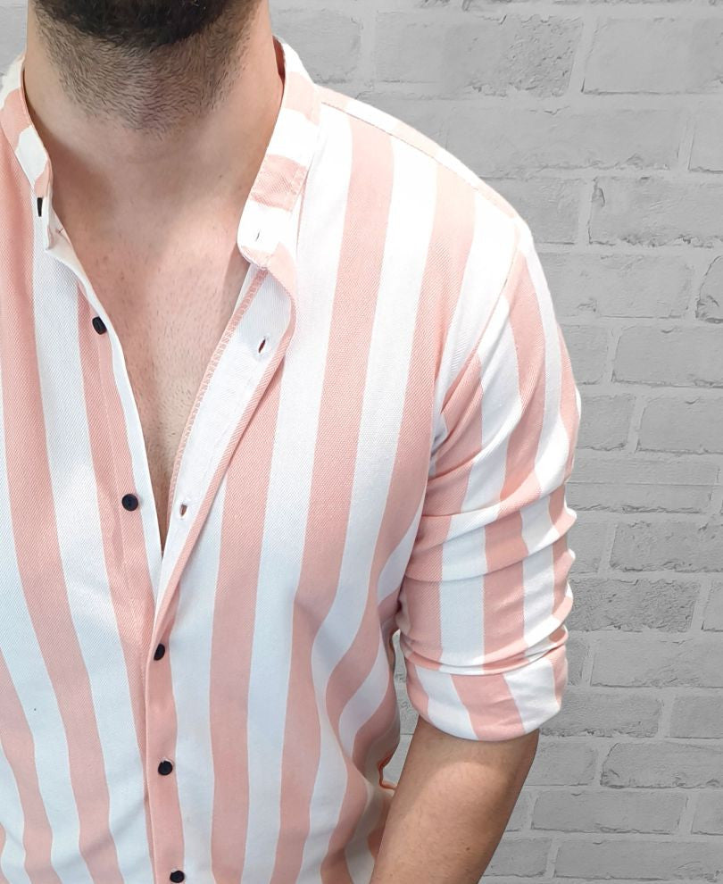 Urban pink and white stripes Full Sleeves Shirt