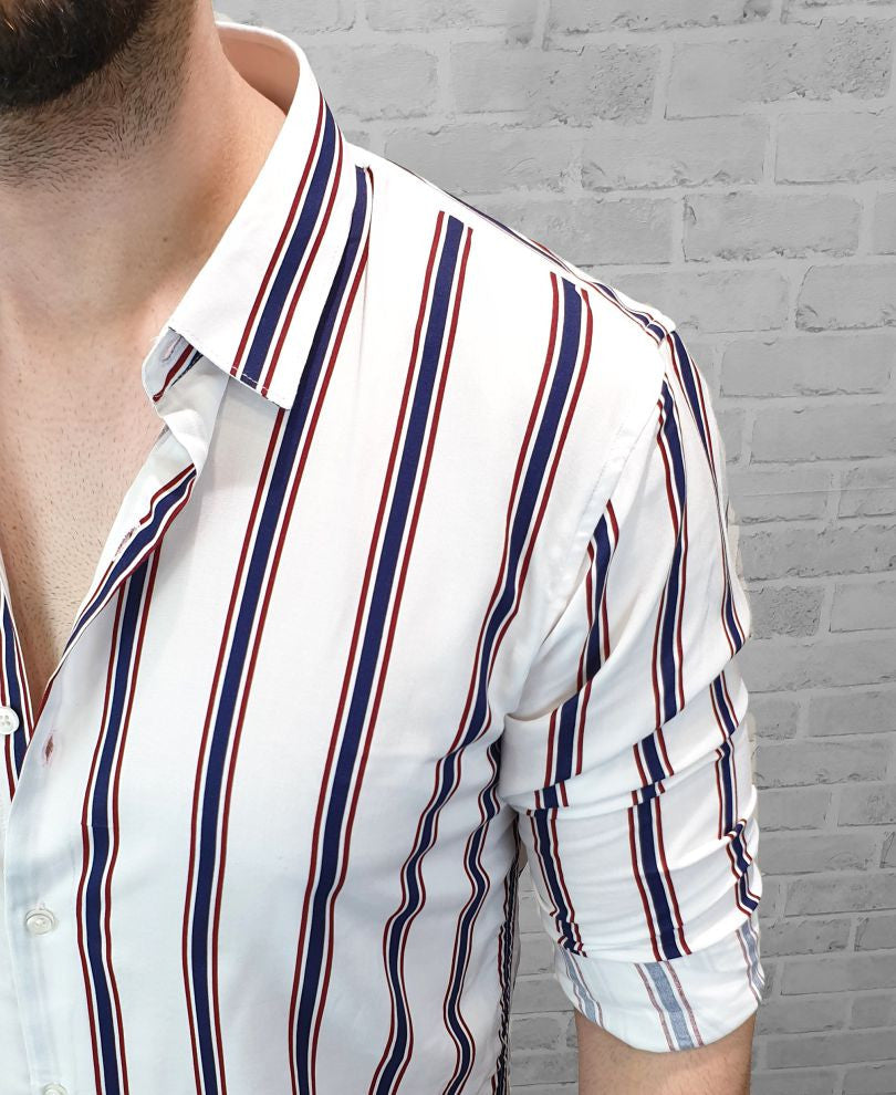 Urban Navy blue and White Full Sleeves Shirt