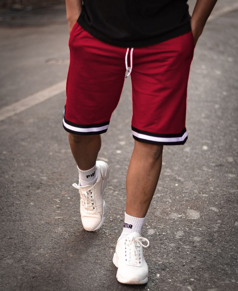 Urban Maroon Stripes Shorts
