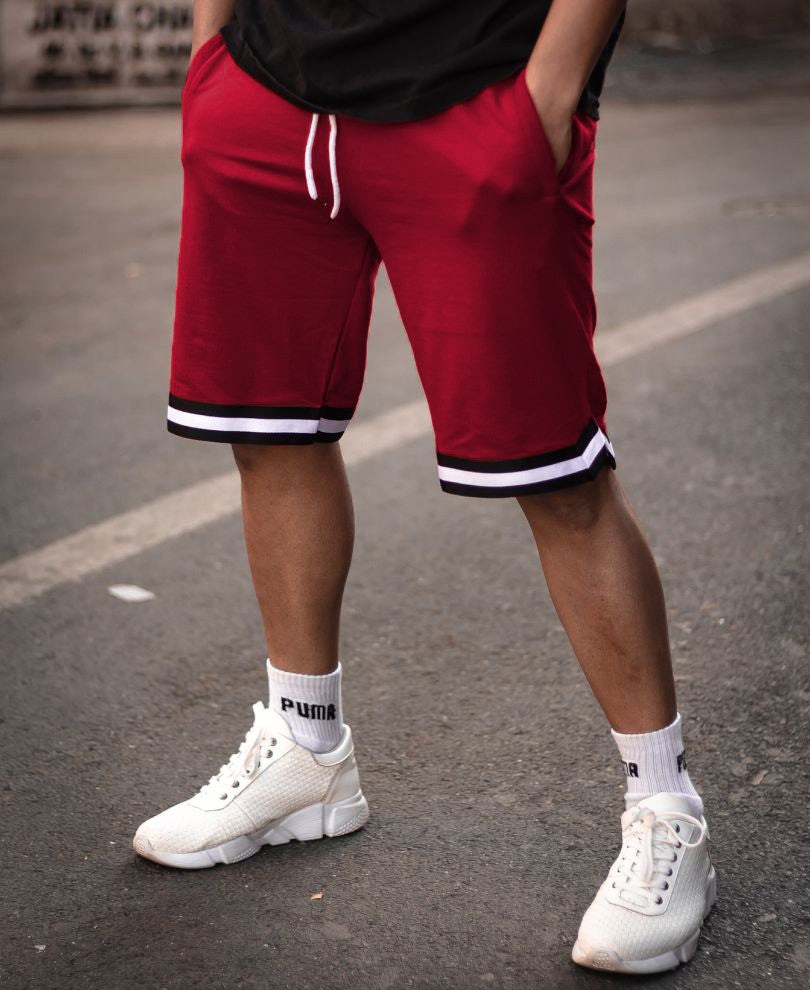 Urban Maroon Stripes Shorts