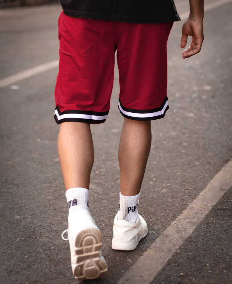 Urban Maroon Stripes Shorts
