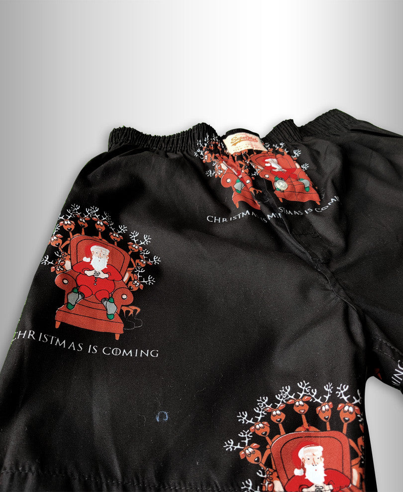 Black Santa Print Boxer